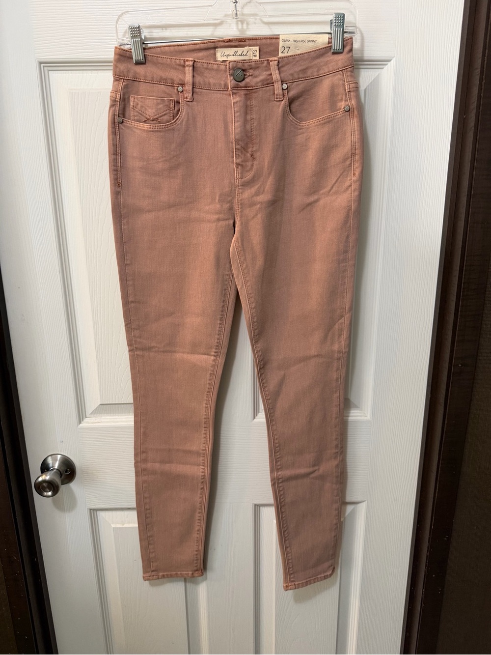 NWT Anthropologie Unpublished Dusty Rose Olivia High Rise Skinny Jeans Sz 27